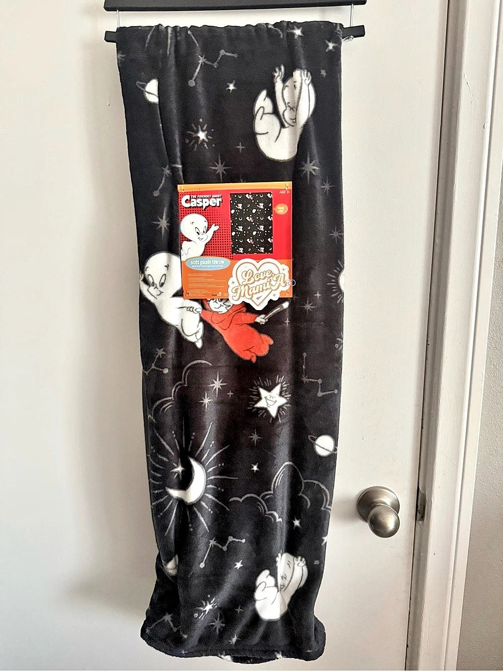 Casper Casper the Friendly Ghost Celestial Plush Throw Blanket Black & White NWT